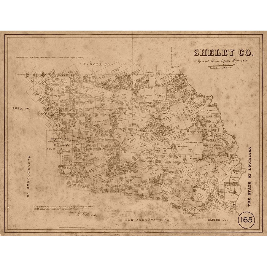 Shelby County Texas - Walsh 1880 Poster Print by Walsh Walsh TXSH0007 Image 1