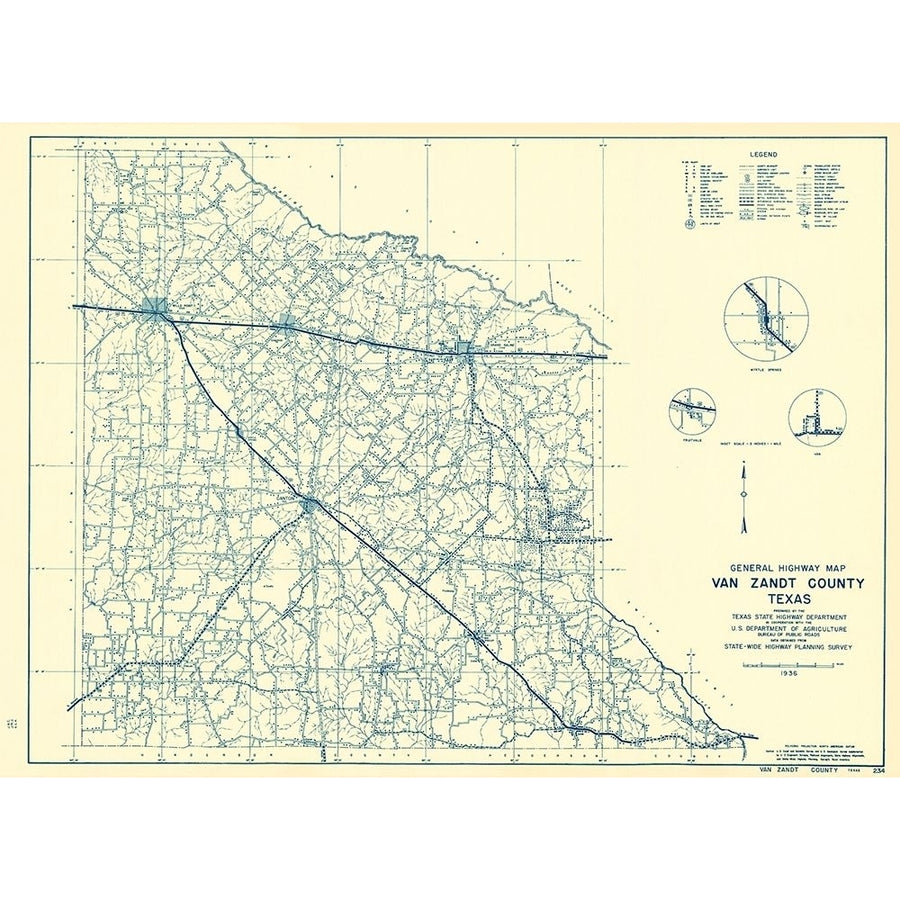 Van Zandt Texas - Highway Dept 1936 Poster Print by Highway Dept Highway Dept TXVA0001 Image 1