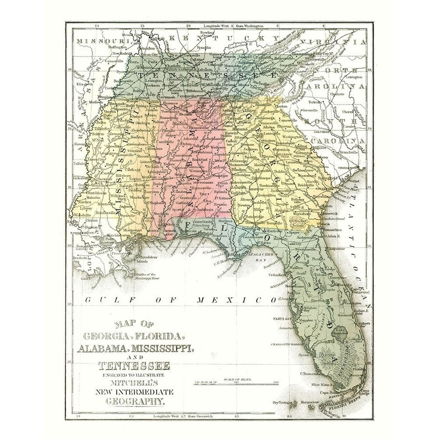 South East Coast - Mitchell 1869 Poster Print by Mitchell Mitchell USSE0012 Image 1