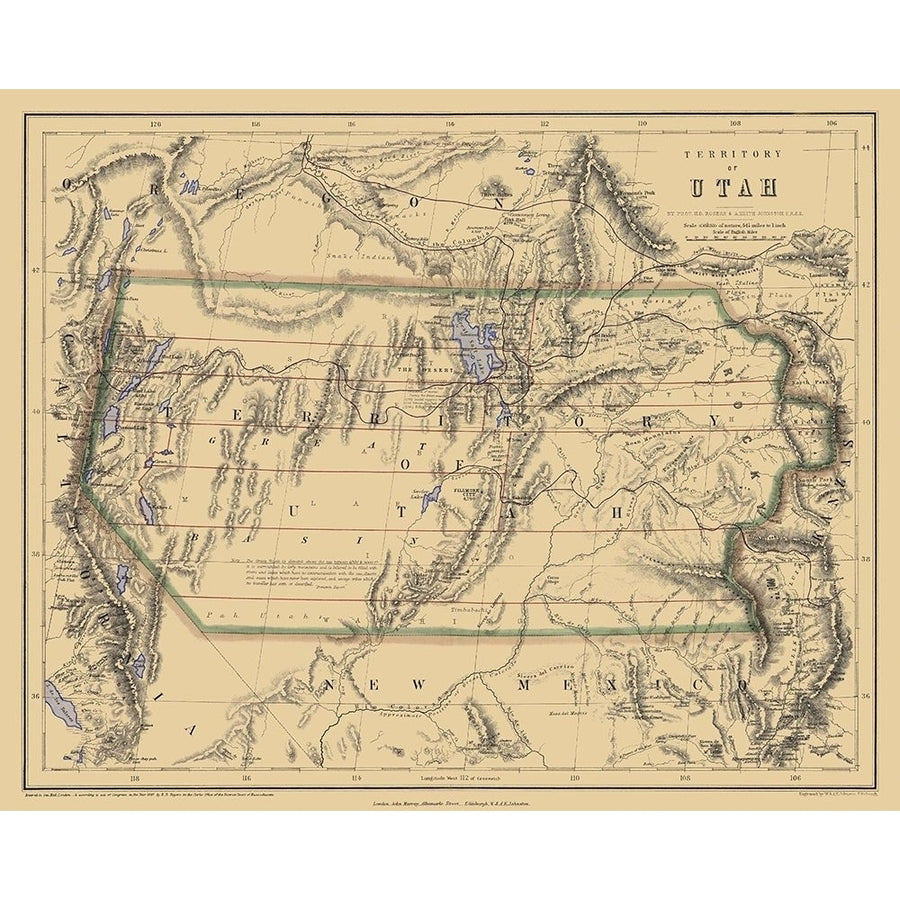 Utah Territory - Rogers and Holt 1857 Poster Print by Rogers Rogers UTZZ0001 Image 1