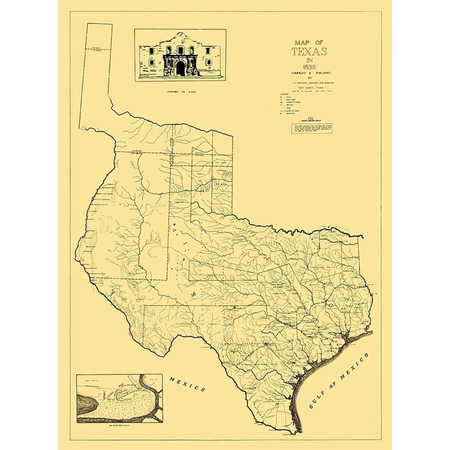 Texas - Freeman 1836 Poster Print by Freeman Freeman USTX0009 Image 1