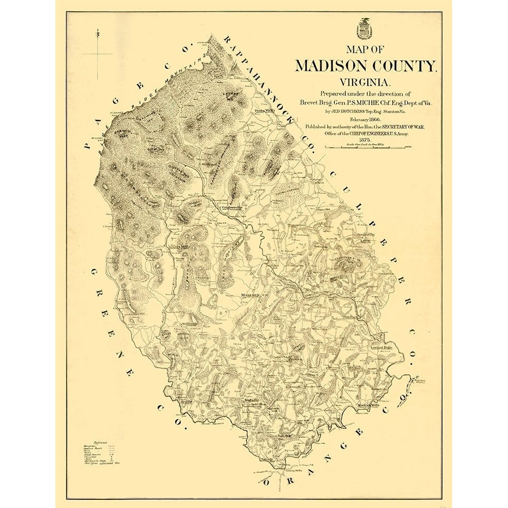 Madison County Virginia - Hotchkiss 1866 Poster Print by Hotchkiss Hotchkiss VAMA0004 Image 1