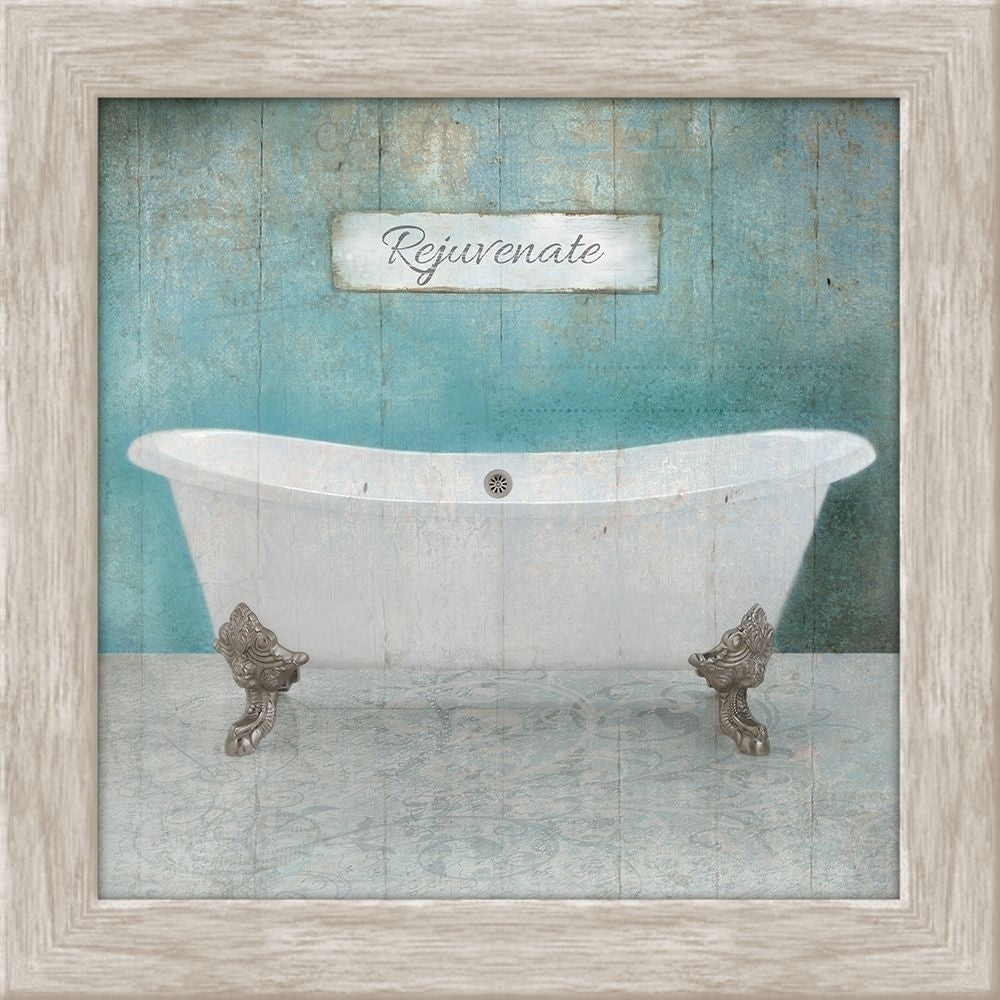 Wood Framed Aqua Bath Poster Print by Victoria Brown Image 2