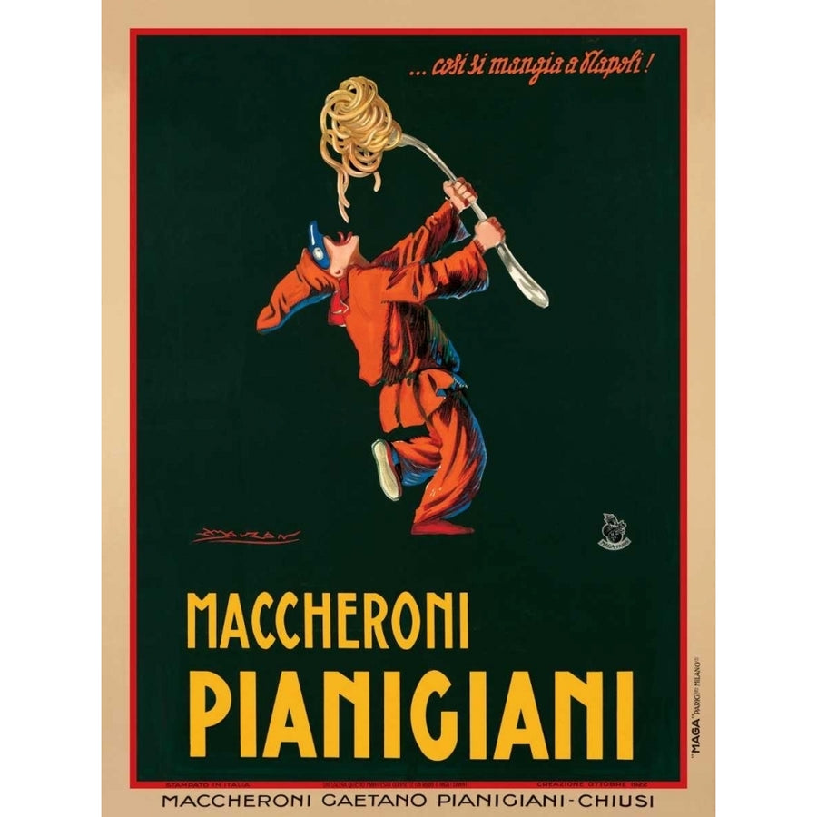 Maccheroni Pianigiani-1922 Poster Print by Achille Luciano Mauzan VP885 Image 1