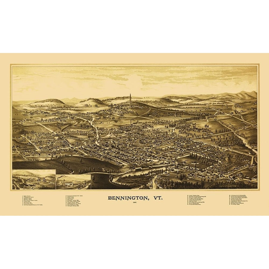 Bennington Vermont - Burleigh 1887 Poster Print by Burleigh Burleigh VTBE0004 Image 1