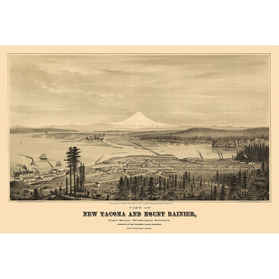 Tacoma Mount Rainier Washington - Glover 1878 Poster Print by Glover Glover WATA0004 Image 1