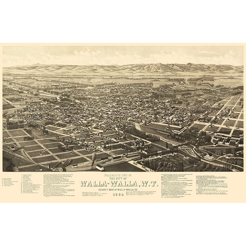 Walla Walla Washington - Burleigh 1884 Poster Print by Burleigh Burleigh WAWA0001 Image 1