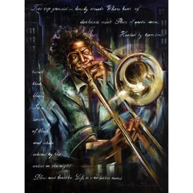 Trombone tunes Poster Print by Wendy Fields Image 1