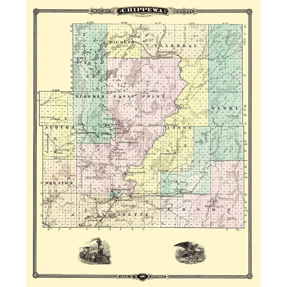 Chippewa South Wisconsin Landowner - Snyder 1878 Poster Print by Snyder Snyder WICH0001 Image 1