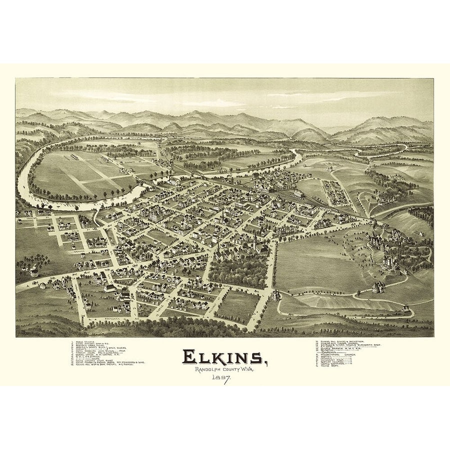 Elkins West Virginia - Fowler 1897 Poster Print by Fowler Fowler WVEL0001 Image 1