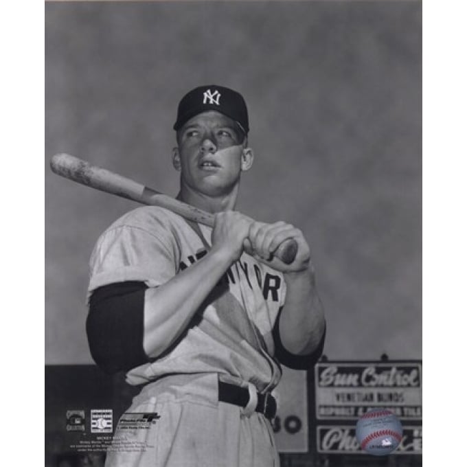 Mickey Mantle- With bat looking towards his right Sports Photo Image 1