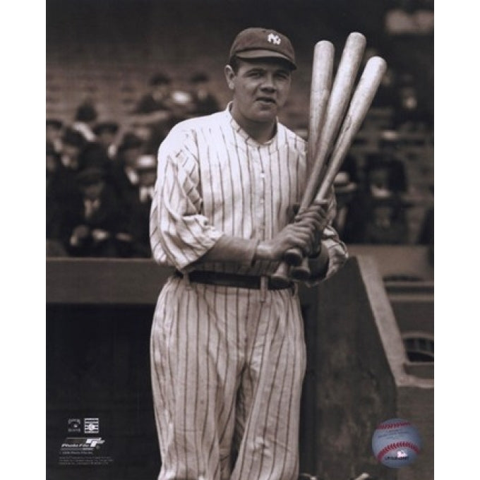 Babe Ruth - with 3 bats Sports Photo Image 1