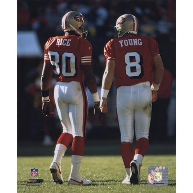 Steve Young Jerry Rice backs to camera Sports Photo Image 1