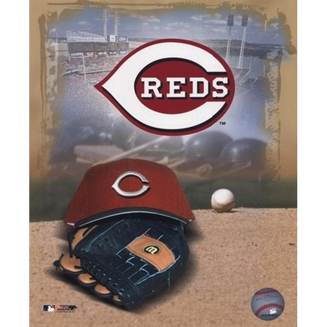 Cincinnati Reds - 05 Logo Cap and Glove Sports Photo Image 1