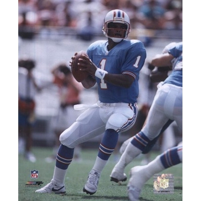 Warren Moon - Passing Action Sports Photo Image 1