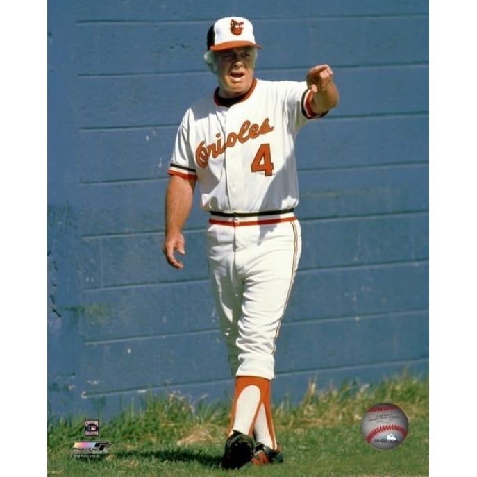 Earl Weaver standing by wall Photo Print Image 1