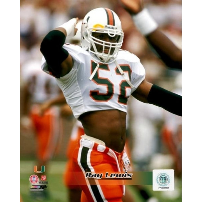 Ray Lewis University of Miami 1994 Action Photo Print Image 1