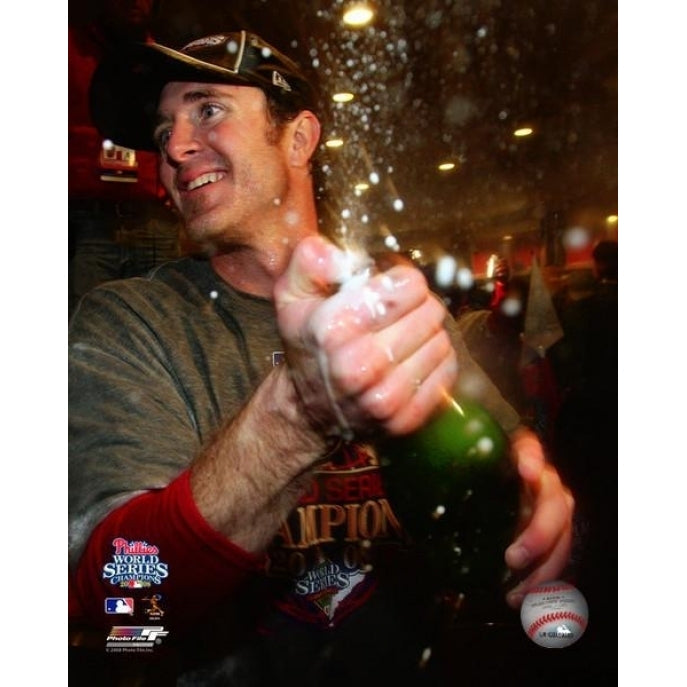 Chase Utley 2008 World Series Locker Room Celebration Photo Print Image 1