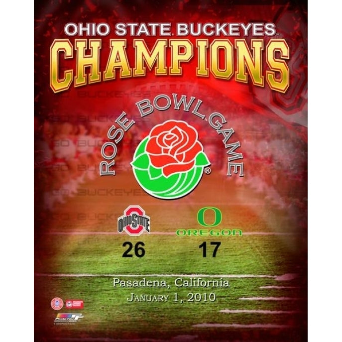 2010 Ohio St. Buckeyes Rose Bowl Champions Overlay Photo Print Image 1