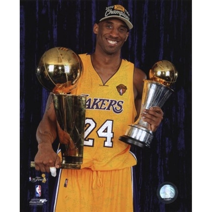 Kobe Bryant with 2010 MVP and Championship Trophies in Studio Sports Photo - Item PFSAAMK22401 Image 1