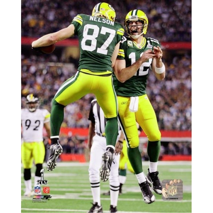 Aaron Rodgers and Jordy Nelson Super Bowl XLV Action Photo Print Image 1