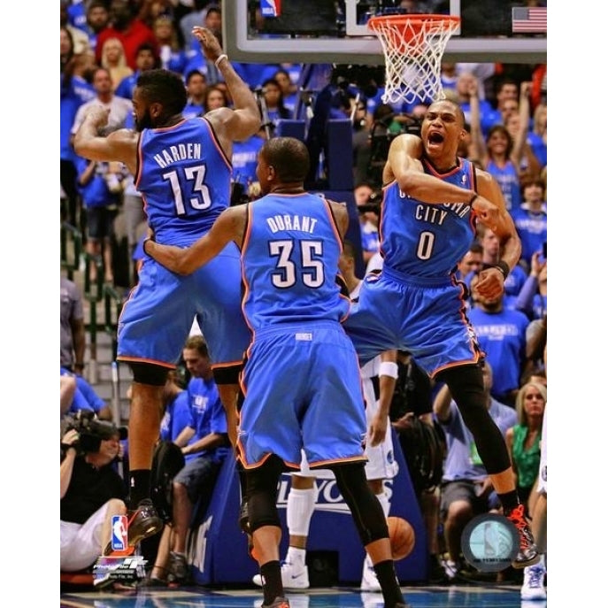 James Harden Kevin Durant and Russell Westbrook 2011-12 Action Photo Print Image 1