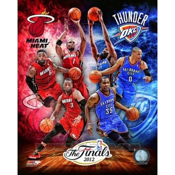 2012 NBA Finals Match-up Composite Oklahoma City Thunder Vs. Miami Heat Sports Photo Image 1