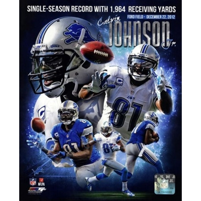 Calvin Johnson Single-Season Receiving Yards Record Portrait Plus Sports Photo Image 1