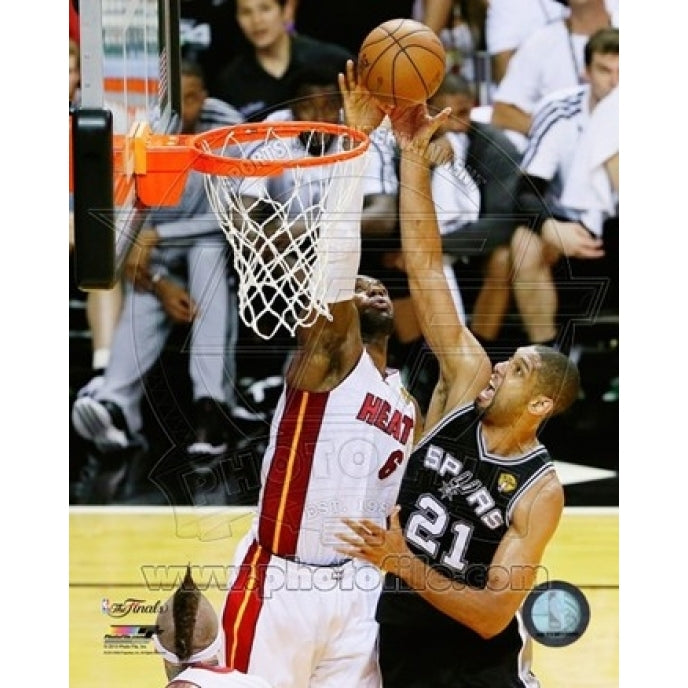 LeBron James blocks Tim Duncans shot Game 6 of the 2013 NBA Finals Sports Photo Image 1