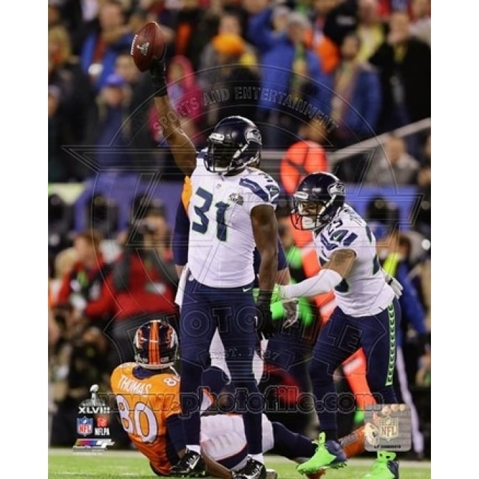 Kam Chancellor and Earl Thomas Celebrate Chacellors Interception Super Bowl XLVIII Sports Photo Image 1