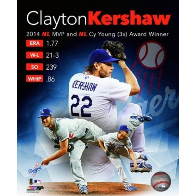 Clayton Kershaw 2014 National League MVP and Cy Young Award Winner Portrait Plus Sports Photo Image 1