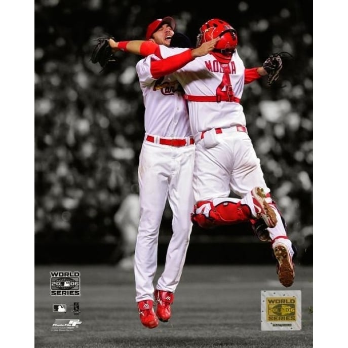 Adam Wainwright and Yadier Molina Game 5 of the 2006 World Series Spotlight Photo Print Image 1