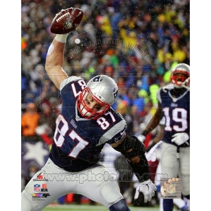 Rob Gronkowski Touchdown celebration AFC Championship Game 2014 Playoffs Sports Photo Image 1