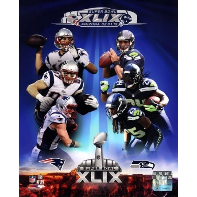 Super Bowl XLIX Seattle Seahawks Vs. England Patriots Match Up Composite Sports Photo Image 1