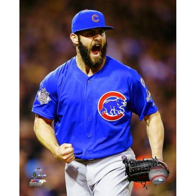 Jake Arrieta celebrates winning the 2015 National League Wild Card Game Photo Print Image 1