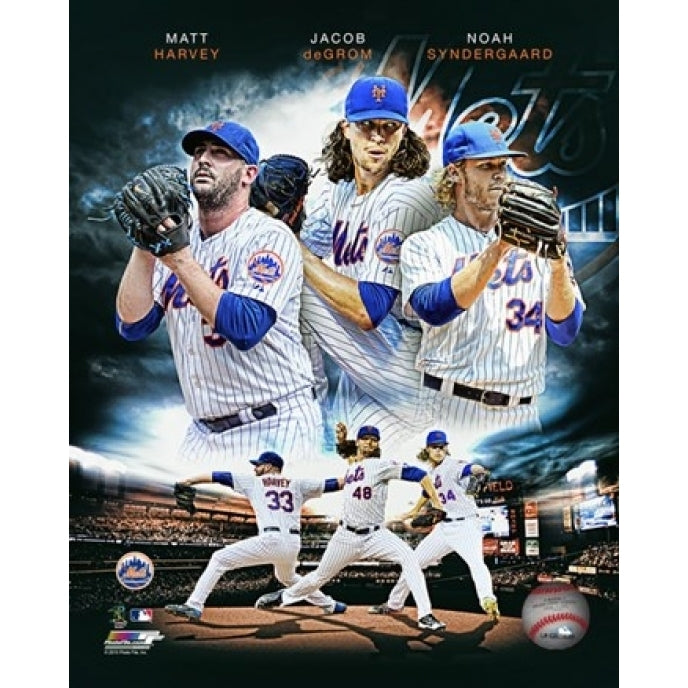 2015 York Mets Pitchers- Matt Harvey Jacob deGrom and Noah Syndergaard Portrait Plus Sports Photo Image 1