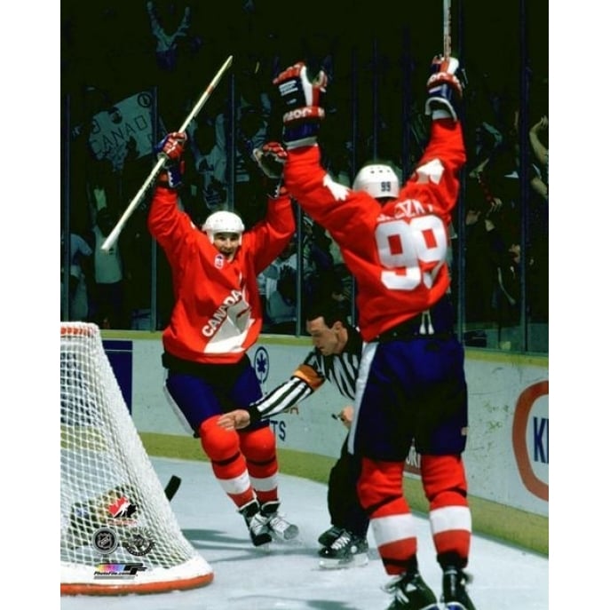 Mario Lemieux and Wayne Gretzky 1987 Canada Cup Photo Print Image 1