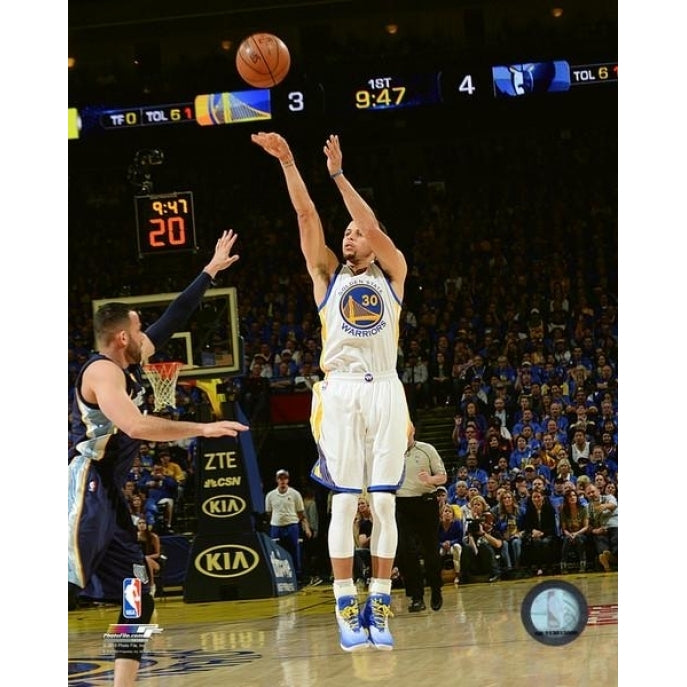 Stephen Curry during the Golden State Warriors NBA record 73rd win of the season- April 13 2016 Photo Print Image 1