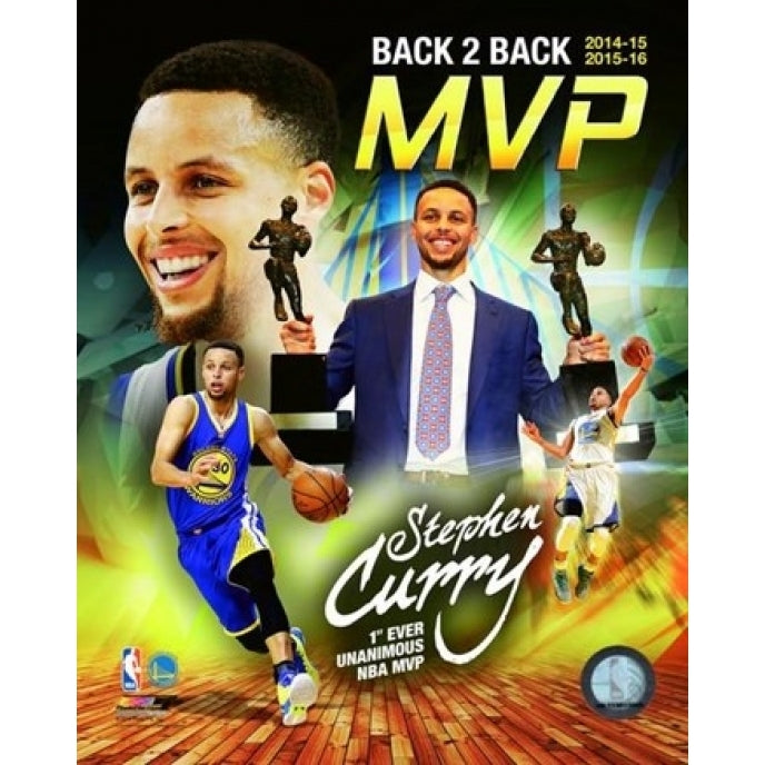 Stephen Curry 2016 Back to Back MVP Portrait Plus Sports Photo Image 1