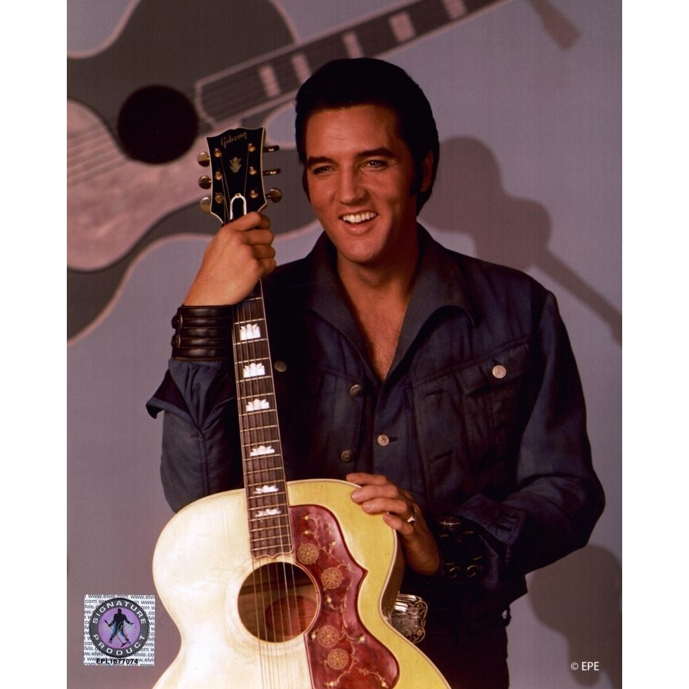 Elvis Presley Posing Smiling Holding Guitar Photo Print - Item PIC00035 Image 1