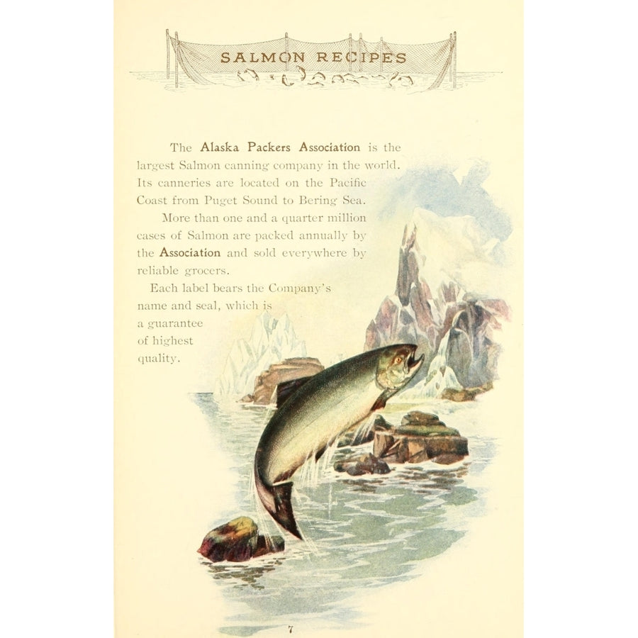 Canned Salmon Recipes 1900 Alaska Packers Association Poster Print Image 1