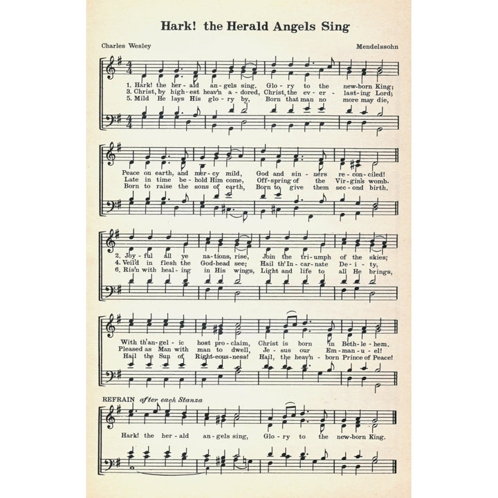 Hark the Herald Angels Sing Mendelssohn and Wesley No ls Christmas Carols 1932 Poster Print Image 1