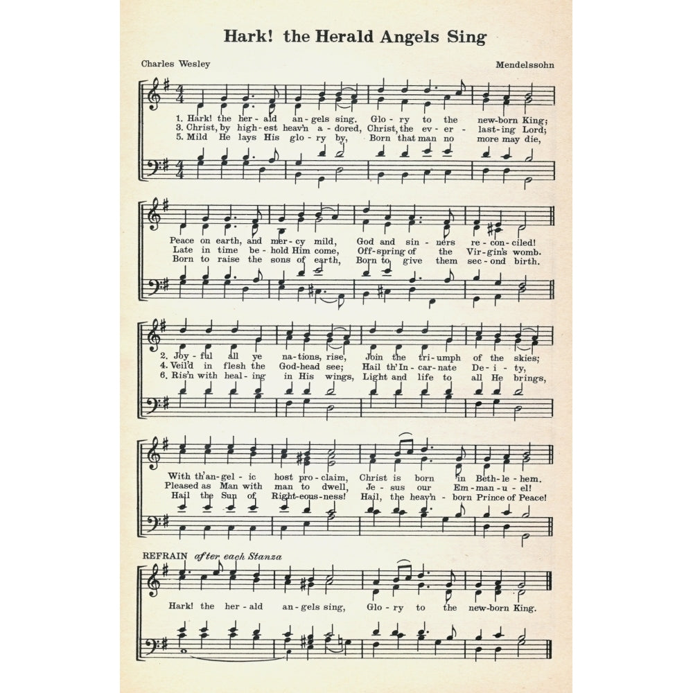 Hark the Herald Angels Sing Mendelssohn and Wesley No ls Christmas Carols 1932 Poster Print Image 2