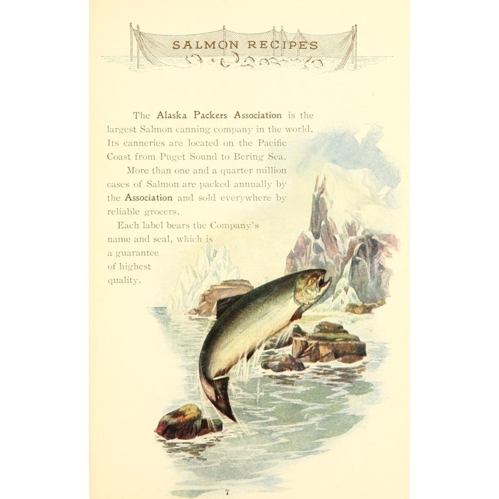 Canned Salmon Recipes 1900 Alaska Packers Association Poster Print Image 2