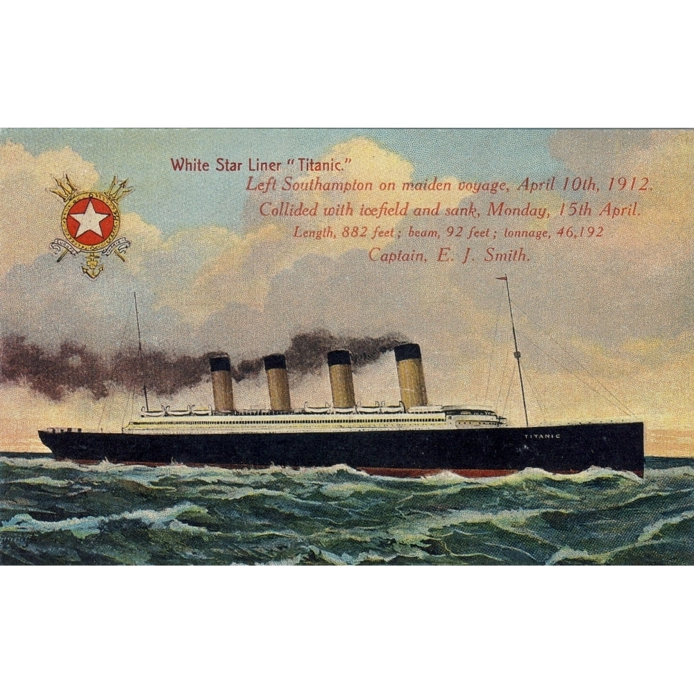 Postcard White Star Liner Titanic Poster Print Image 2