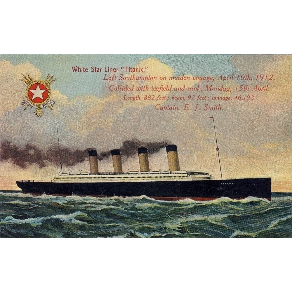 Postcard White Star Liner Titanic Poster Print Image 1