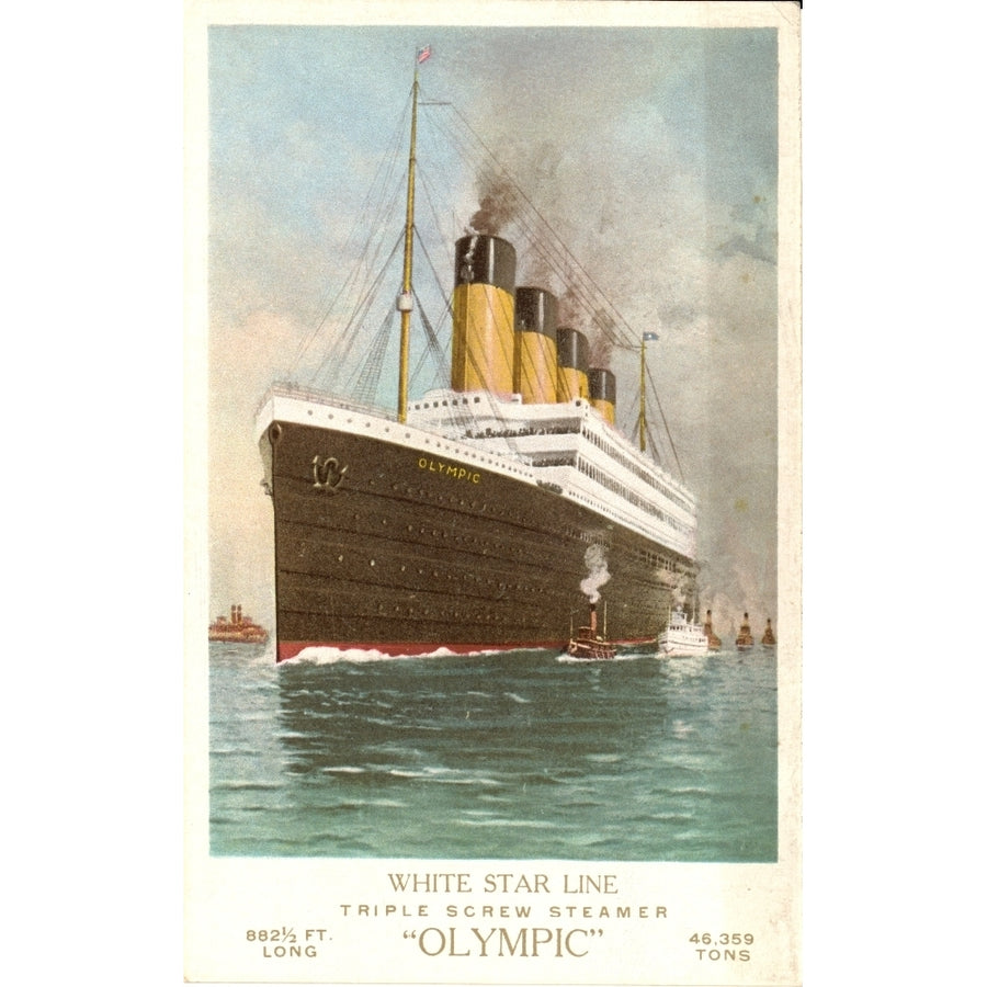 Postcard White Star Liner Triple Screw Steamer Olympic sister ship of Titanic Poster Print Image 1