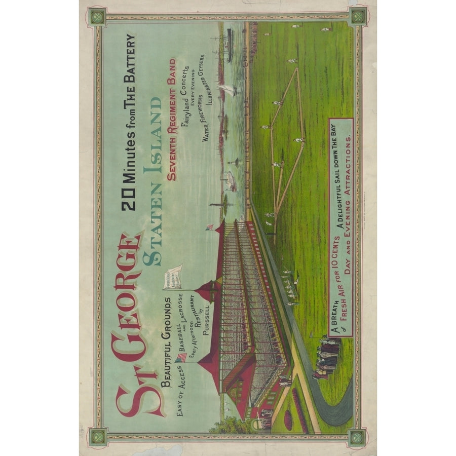 Hatch Litho. Co. Print 1886 St George Staten Island Poster Print Image 1