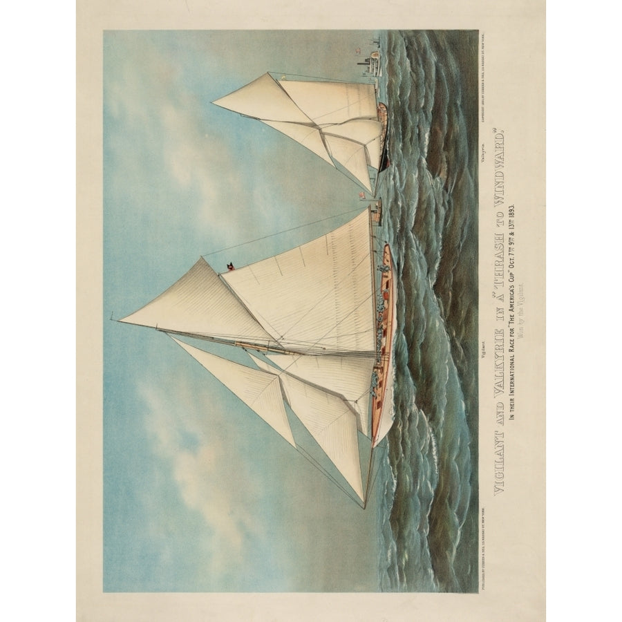 Currier and Ives. Print 1893 Race for The Americas Cup 1893 Poster Print Image 1