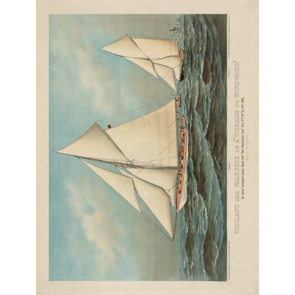 Currier and Ives. Print 1893 Race for The Americas Cup 1893 Poster Print Image 2